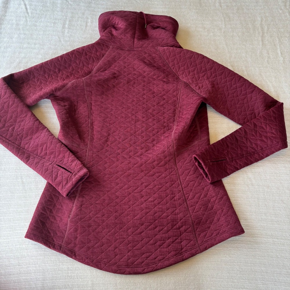 Marmot Annie Womens Quilted Funnel Neck Hoodie Burgundy Heather Pullover Medium - Picture 7 of 9
